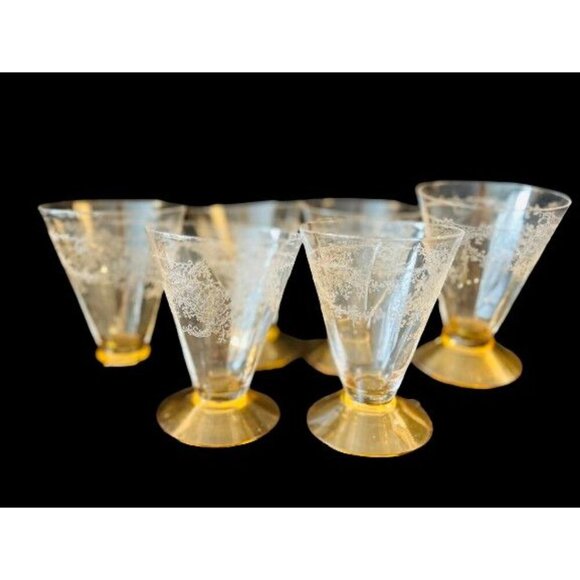 Set of 6 Tiffin-Franciscan Juice Glass Julia Amber Stem and Foot - Picture 4 of 8